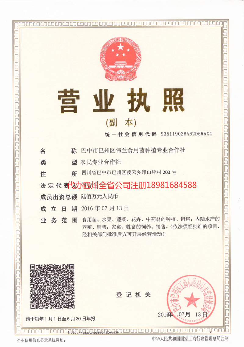 张家口张家口伟兰食用菌种植专业合作社